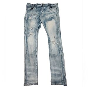 Evolution In Design Skinny Jeans Faded Light Wash Ripped Denim Size 42X34 Mens